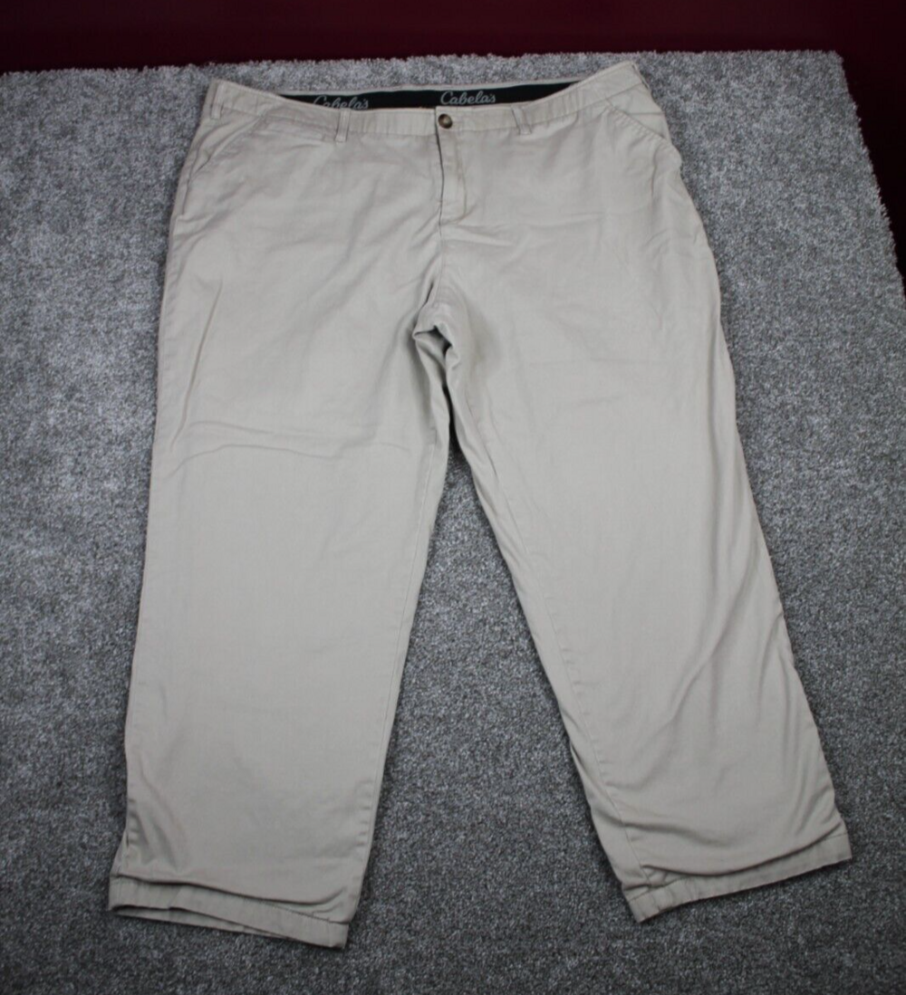 Cabelas Flannel Lined Pants Mens 48x30 Khaki Warm Hunting Outdoor Workwear